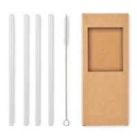 4 reusable glass straws
