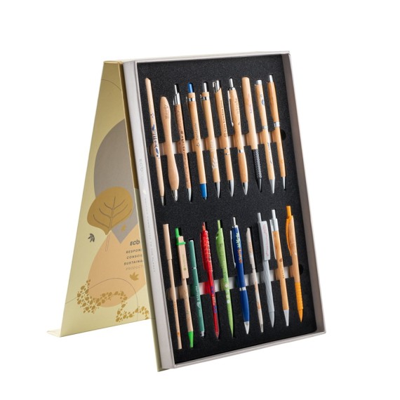 ORGANIC WRITING SHOWCASE. Showcase with 20 ECOlogic ball pens