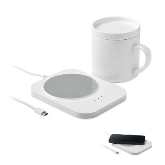 Wireless charger mug warmer set