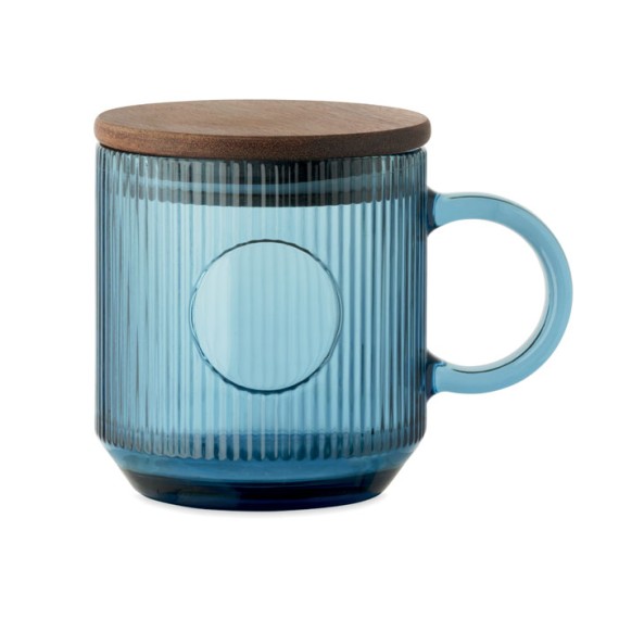 Ribbed glass mug 300ml
